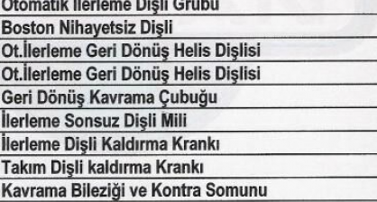 Freze Yedek Parça Listesi 2019-1